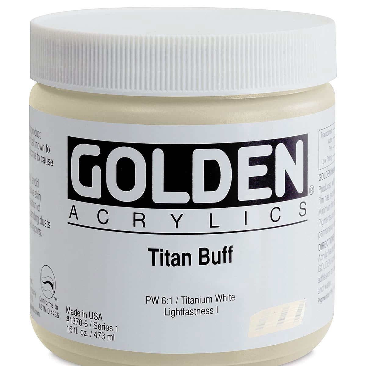 Golden Heavy Body Artist Acrylics - Titanium Buff, 16 oz Jar