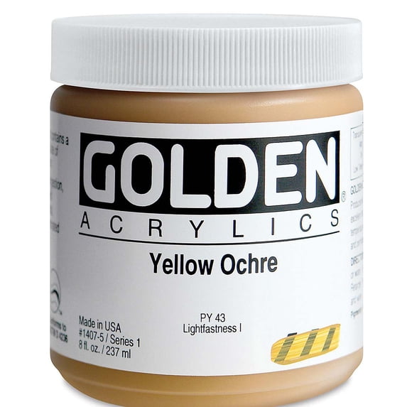 Golden Heavy Body Artist Acrylics - Yellow Ochre, 8 oz Jar