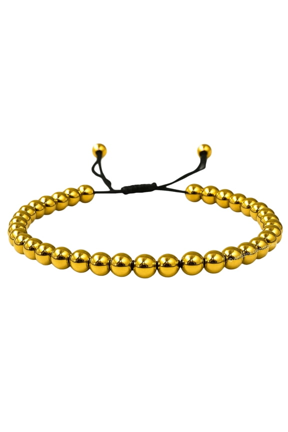 Golden Hematite Crystal Anklet, 6mm Beads Anklet for Women (Plain)