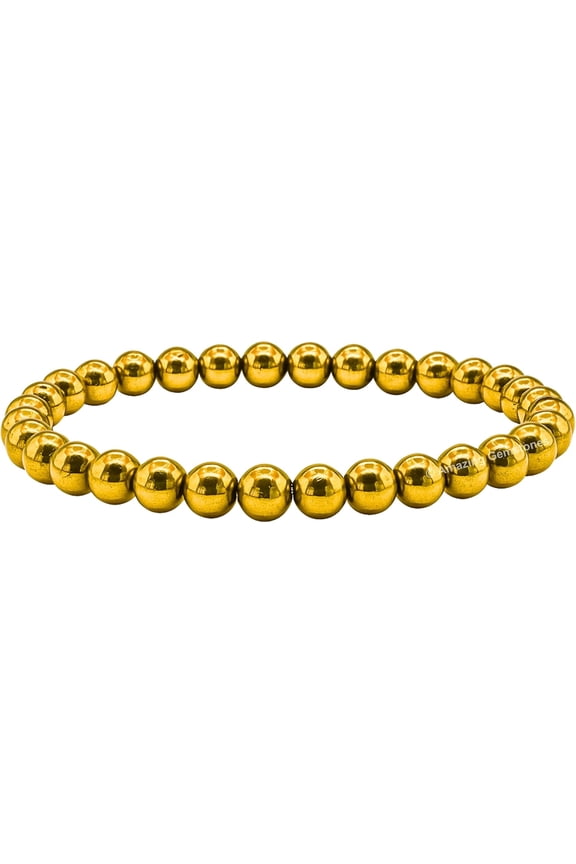 Golden Hematite Crystal Bracelet - 6mm Beaded Bracelet and Healing Stones