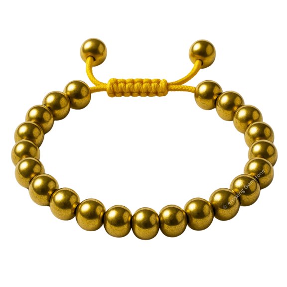 Golden Hematite Crystal Bracelet - 8mm Beaded Bracelet and Healing Stones
