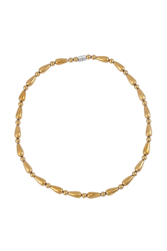 Golden Hematite Drop Silvertone Beaded Necklace for Women Jewelry Size 20" Ct 306.27 Birthday Christmas Gifts for Women