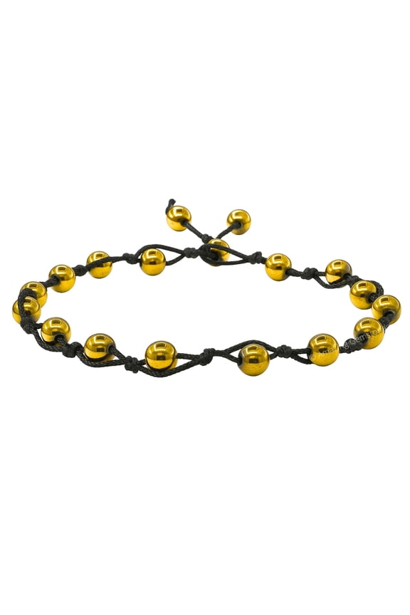 Golden Hematite (Knotted) Crystal Anklet, 6mm Beads Anklet for Women