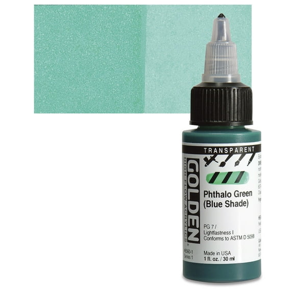 Golden High Flow Acrylic, 1 oz., Transparent Phthalo Green/ Blue Shade