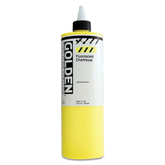Golden High Flow Acrylic, 16 oz., Fluorescent Chartreuse