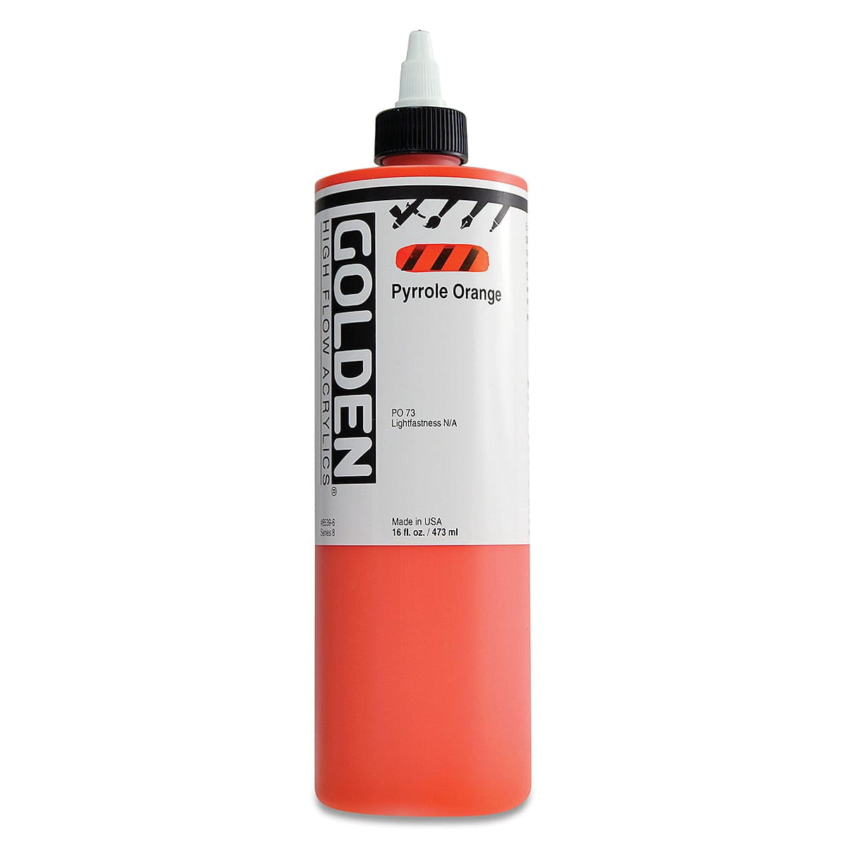 Golden� High Flow Acrylic, 16 oz., Pyrrole Orange
