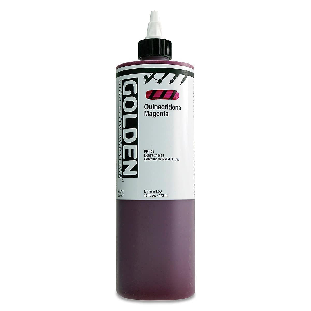 Golden� High Flow Acrylic,16 oz., Quinacridone Magenta