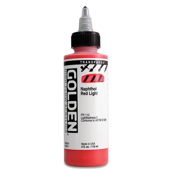 Golden High Flow Acrylic, 4 oz., Transparent Napthol Red Light