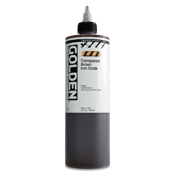 Golden High Flow Acrylic Paint - Transparent Brown Iron Oxide, 16 Ounce