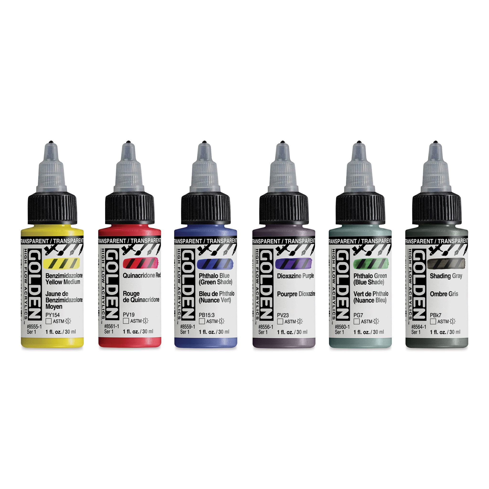 Golden High Flow Acrylic Set, 6-Color High Flow Airbrush Set