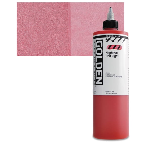 Golden High Flow Acrylics, 16 oz, Transparent Naphthol Red Light