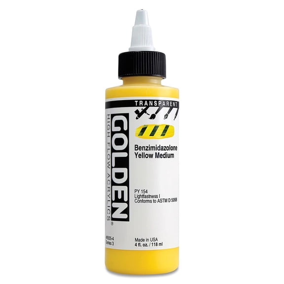 Golden� High Flow Acrylics, 4 oz., Transparent Benzimidazolone Yellow Medium