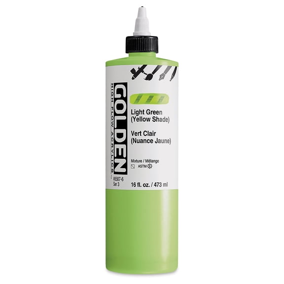Golden High Flow Acrylics - Light Green (Yellow Shade), 16 oz bottle
