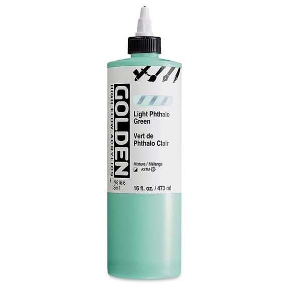 Golden High Flow Acrylics - Light Phthalo Green, 16 oz bottle