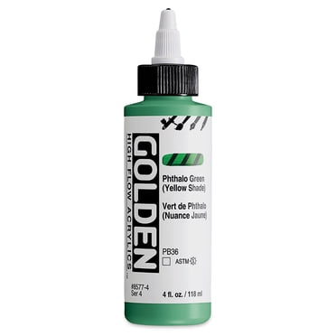 GOLDEN High Flow Acrylic Paint – Phthalo Green (Yellow Shade), 1 Oz, Ultra-Thin For Airbrush, Markers & Washes