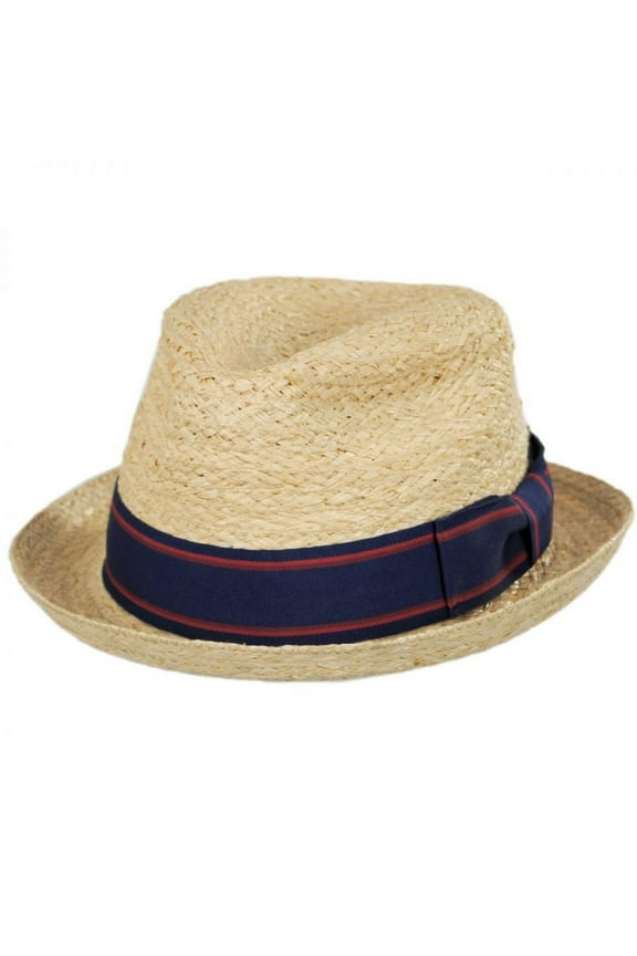 Golden Hill Raffia Straw Fedora Hat - L - Natural