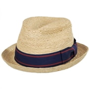 Golden Hill Raffia Straw Fedora Hat - L - Natural