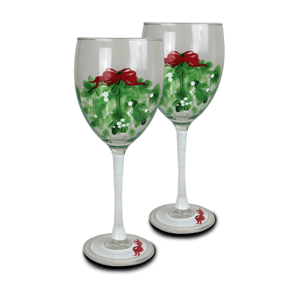 Golden Hill Studio 8 Mistletoe Wine Set of 2