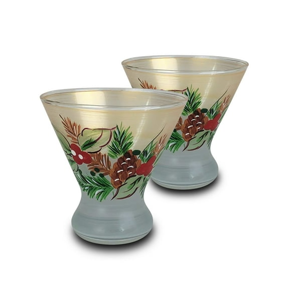 Golden Hill Studio Set of 2 Black Forest Pine Cosmos Glass 4