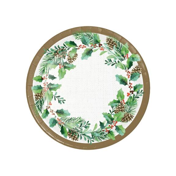 Golden Holly Dessert Plates Appetizer Plates, 7" Multi-color 8 Count by Creative Converting