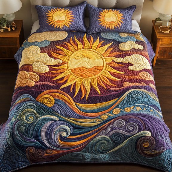Golden Horizon 3-Piece Quilted Bedding Set