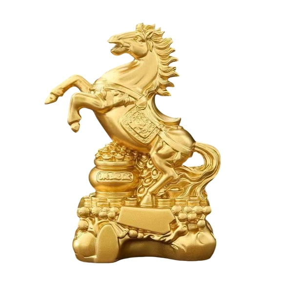 Golden Horse Figurine for Chinese New Year – Lucky Feng Shui Decor to Attract Wealth, Prosperity & Good Fortune (6.3" Tall)
