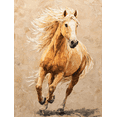 thumbnail image 1 of Golden Horse Running Oil Painting Canvas Print Wall Art for Living Room Office Study, 1 of 8