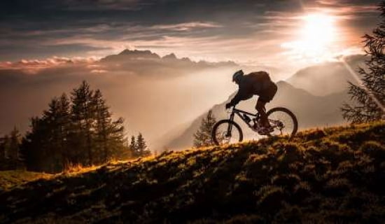 Golden Hour Biking Canvas Art - Sandi Bertoncelj (12 x 18)