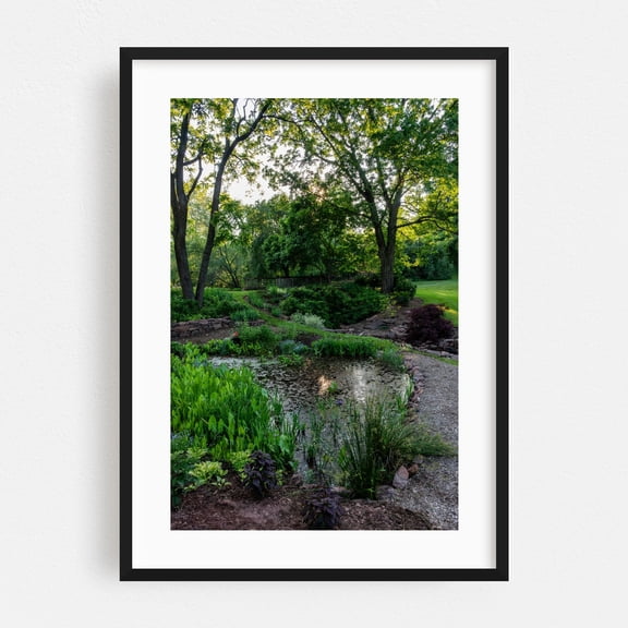 Golden Hour in the Gardens, York County PA - Pennsylvania Photography Garden Nature Scenic Lake Landscape Woodland Botanical Black Framed Wall Art Print 20 x 30 inches