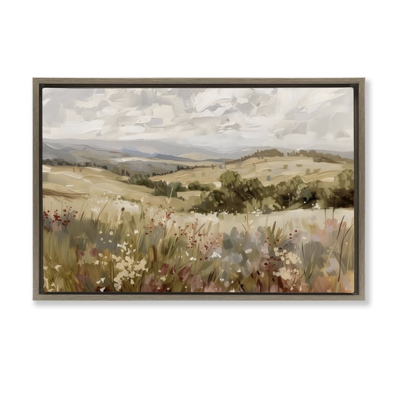 Stupell Industries Golden Hour Hill Landscape Brown Framed Floater Canvas Wall Art, design by Creative Studio