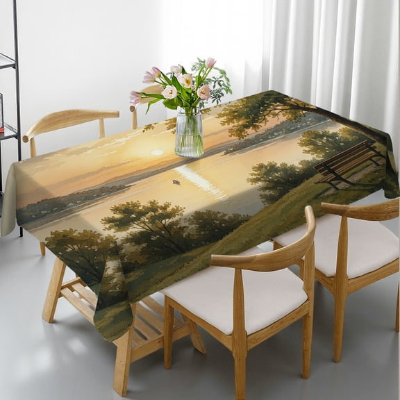 Golden Hour Lake View Tablecloths rectangle tables large size, Holiday-Themed Design - Holiday Party Tablecloth Rectangular Tablecloth, Cafe, dinner, brunch, buffet, picnic