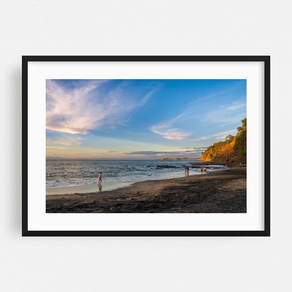 Golden Hour at Ocotal Beach - Guanacaste Province Costa Rica Photography Beach Sunset Seascape Coastal Ocean Scenic Tropical Black Framed Wall Art Print 24 x 36 inches