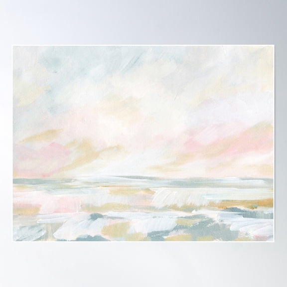Golden Hour - Pastel Seascape Poster Wall Art, Modern Wall Decor For Living Room Bedroom, 16x24 UNFRAMED