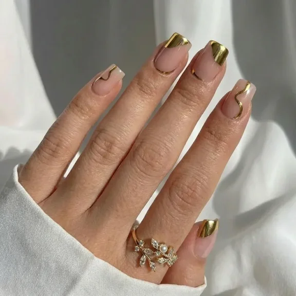 Golden Hour Square Nails - Press On Nails | Long Lasting & Reusable