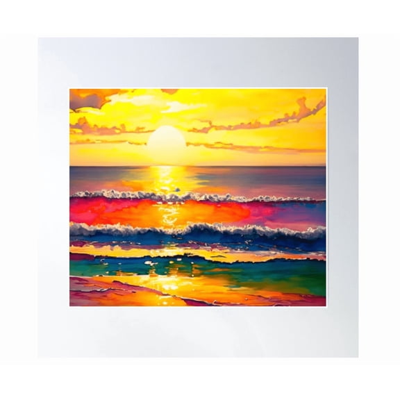 Golden Hour Sunset Beach Poster Wall Art Modern Wall Decor