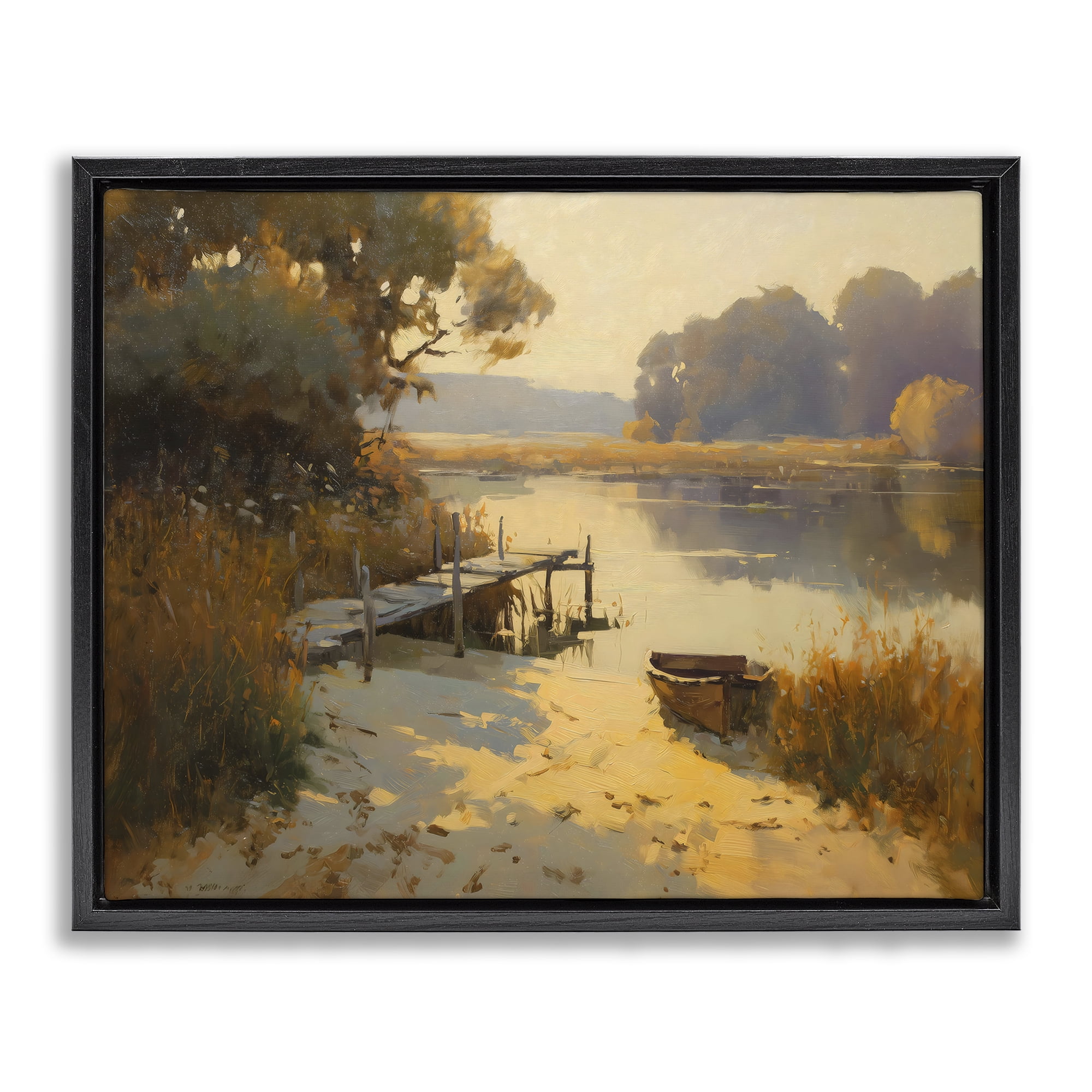 Golden Hour in Autumn Black Framed Floater Canvas Wall Art, design by Arlington Prints