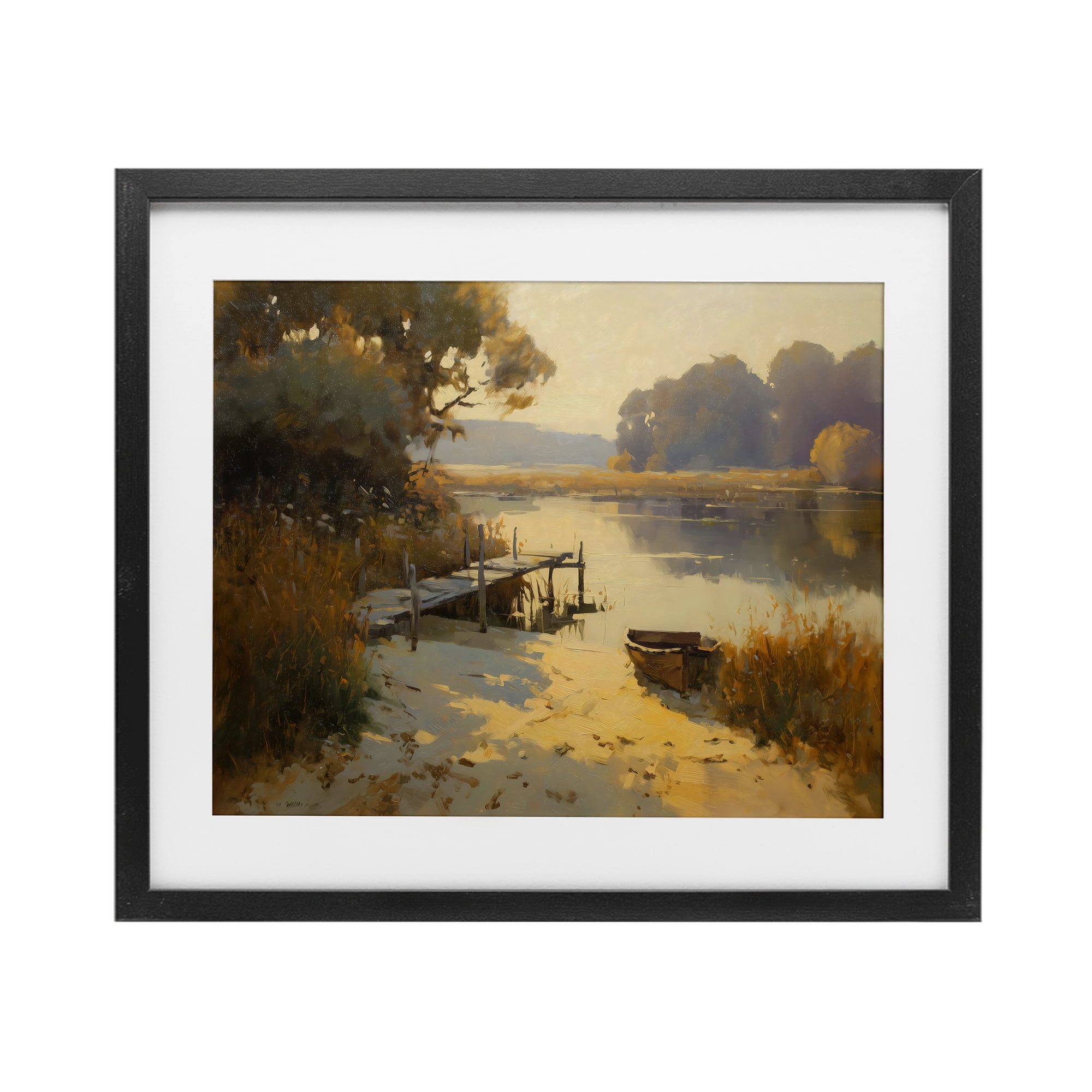 Golden Hour in Autumn Black Framed Print Under Glass, design by Arlington Prints