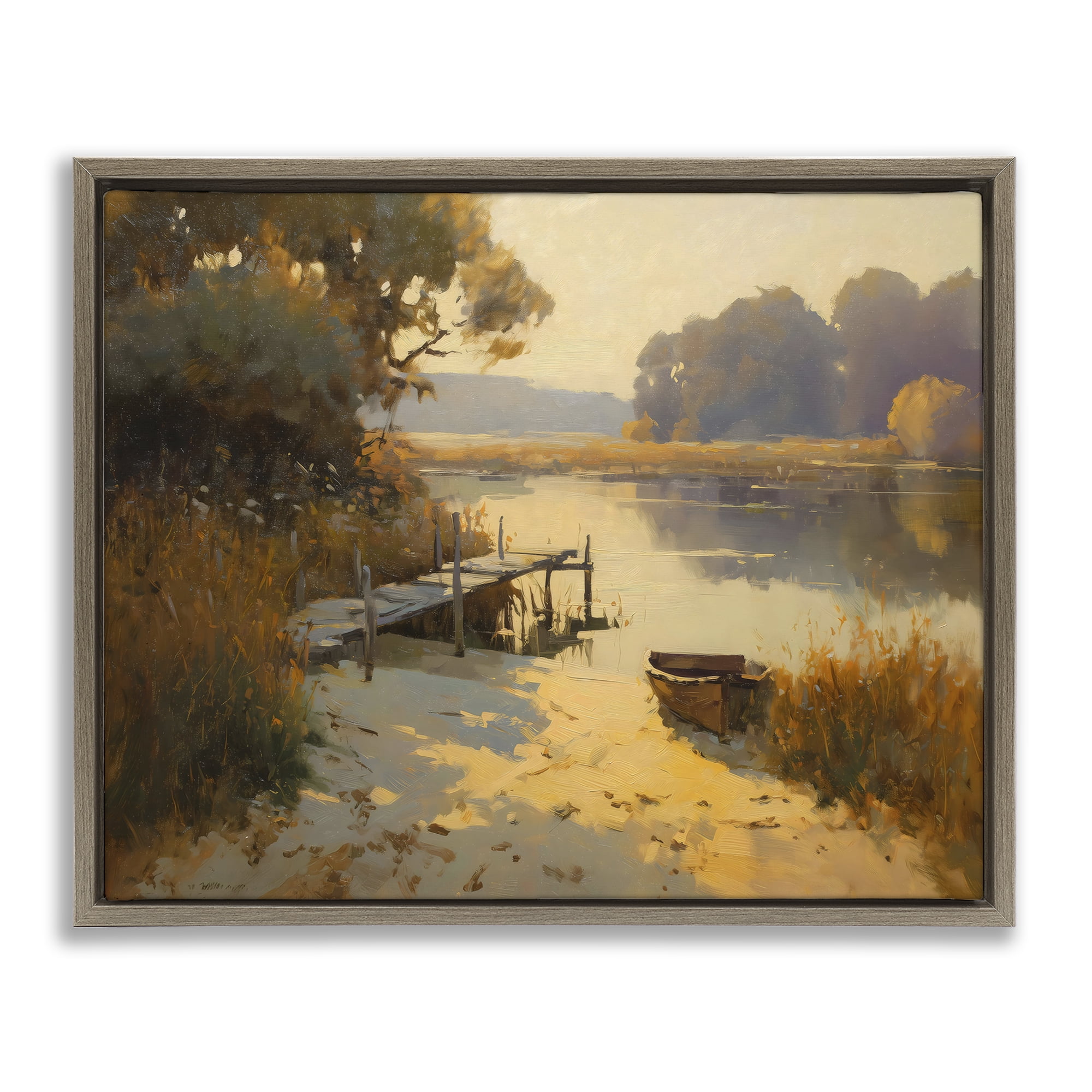 Golden Hour in Autumn Brown Framed Floater Canvas Wall Art, design by Arlington Prints