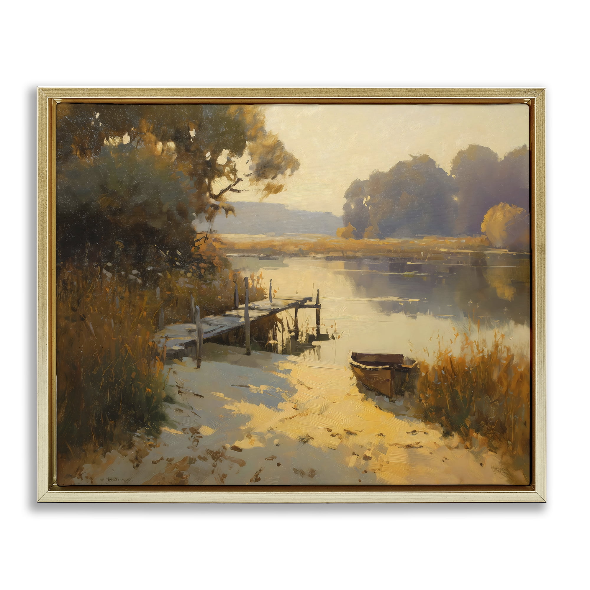Golden Hour in Autumn Gold Framed Floater Canvas Wall Art, design by Arlington Prints