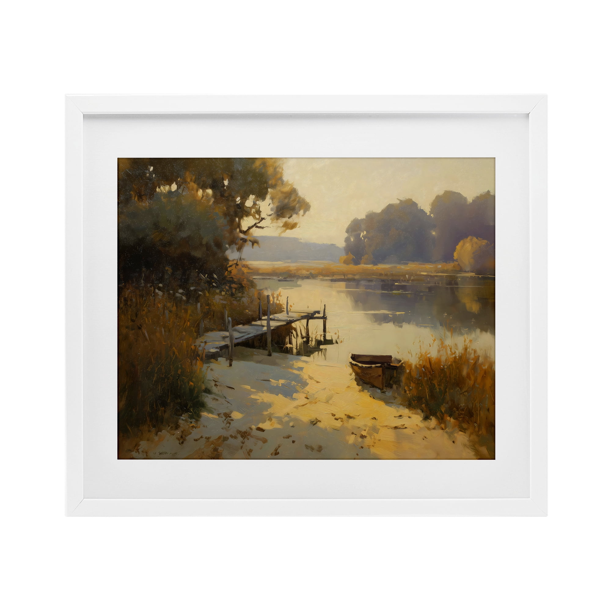 Golden Hour in Autumn White Framed Print Under Glass, design by Arlington Prints