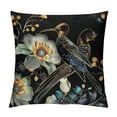 thumbnail image 1 of Golden Hummingbird Pattern Pillow Cover 20X20 Inch Cute Bird Wild Animal Square Throw Pillow Cover for Teens Adult Bedroom Decor Black Leaves Modern Plant Decorative Cushion Cover,2 Pack, 1 of 5