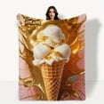thumbnail image 1 of Golden Ice Cream Cone Splash Design Throw Blanket - Pink Background Contemporary Art Decor, Super Soft 280gsm Plush, Anti-Pilling & Machine Washable, 30x40 to 60x80 Inch for Sofa, Bed, Chair, Throw Bl, 1 of 8