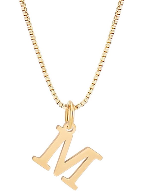 Golden Initial Necklace for Women Dainty 304 Stainless Steel Letter A-Z Pendant Necklace 18"with 2"extender Box Monogram Name Necklace for Women Trendy Gold DIY