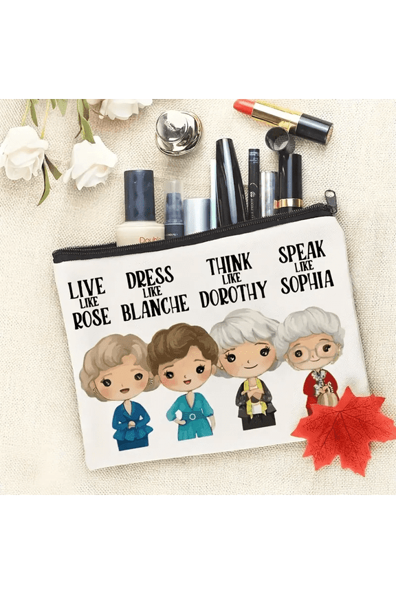 Golden Inspired Gifts for Women Friend TV Show Inspire Makeup Bag Womens Travel Toiletry Cosmetic Pouch with Inspirational Quotes