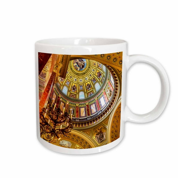 3drose, Golden Interior of St. Stephens Cathedral, Budapest, Hungary., 15oz Mug