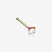 Golden Iridescent Sparkle Gem Prong Set Nose Stud Ring