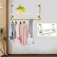 thumbnail image 1 of Golden Iron Pipes Clothes Hanging Rail Organizer Wall Mounted Garment Rack Towel Hanger, 1 of 12