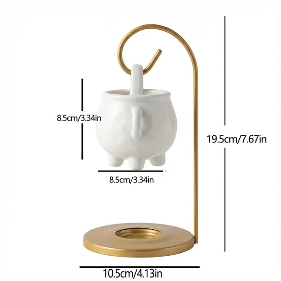 Golden Iron Stand Ceramic Hanging Pot Candle Burner, Ceramic Essential Oil Lamp, Ceramic Essential Oil Burner, Ceramic Aroma Lamp, Fragrance Diffuser, Home Decoration (Excluding Candles)