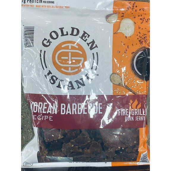 Golden Island Korean Barbecue Fire Grilled Pork Jerky 16 oz Resealable Bag
