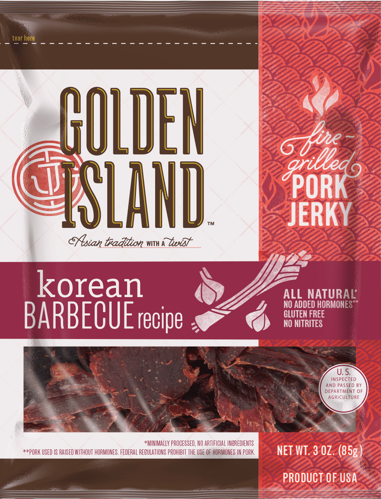 Golden Island Pork Jerky, Korean BBQ, 3 Oz